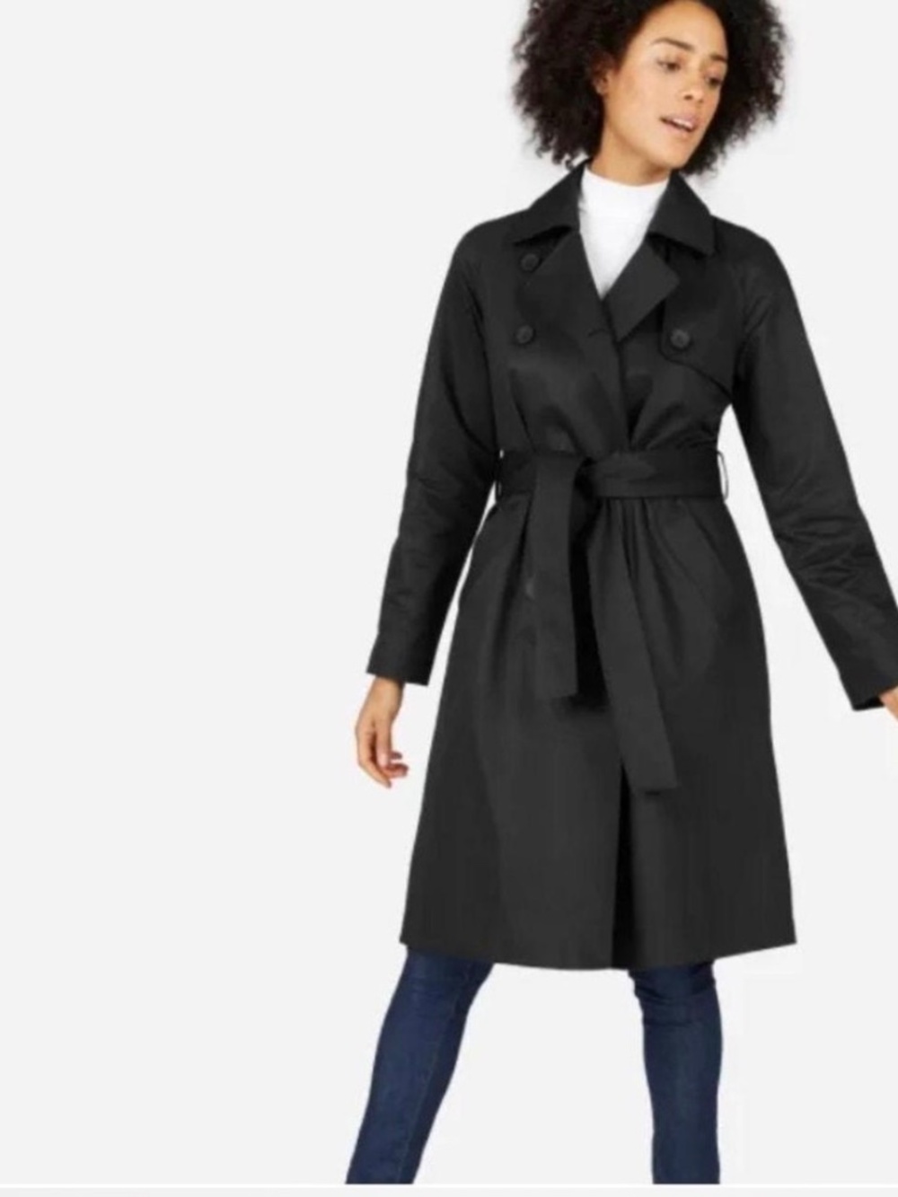 Everlane Black Cotton Trench Coat